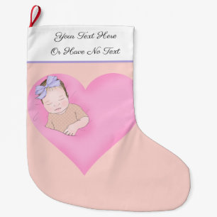 Aangepaste tekst   Slaapvolle Baby liefdesroze har Grote Kerstsok