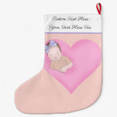 Aangepaste tekst | Slaapvolle Baby liefdesroze har Grote Kerstsok (Achterkant)