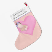 Aangepaste tekst | Slaapvolle Baby liefdesroze har Grote Kerstsok (Achterkant (Hangend))