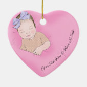 Aangepaste tekst | Slaapvolle Baby liefdesroze har Keramisch Ornament (Achterkant)