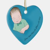 Aangepaste tekst | Sleeping Baby Love Blue Heart Keramisch Ornament (Rechts)
