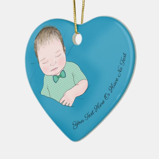 Aangepaste tekst | Sleeping Baby Love Blue Heart Keramisch Ornament (Links)