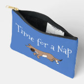 Aangepaste tekst Sleepy Dog Blue Back Pattern Etui (Open)