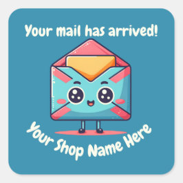 Aangepaste tekst Small Business Name Schattigee e- Vierkante Sticker