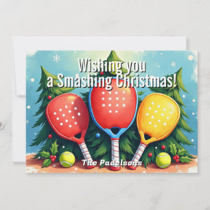🎾🎄Aangepaste tekst, Smash & Sparkle Feestdagenkaart