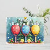 🎾🎄Aangepaste tekst, Sneeuwval Smashmas Feestdagenkaart (Staand voorkant)