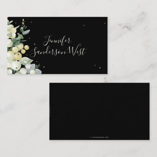 Aangepaste tekst Snowberry+Eucalyptus Kerst Plaatskaartje (Voorkant / Achterkant)