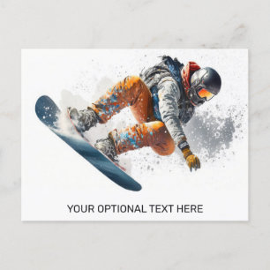 Aangepaste tekst Snowboarder illustratie Briefkaart
