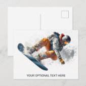 Aangepaste tekst Snowboarder illustratie Briefkaart (Voorkant / Achterkant)