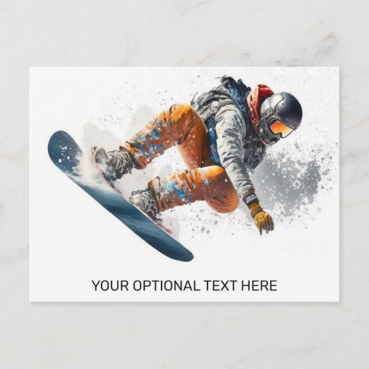 Aangepaste tekst Snowboarder illustratie Briefkaart (Voorkant)