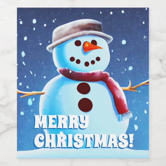 Aangepaste tekst Snowman Art 1 Snowman-kerstschild Wijn Etiket (Enkel label)