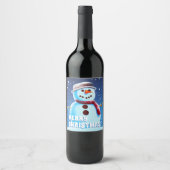 Aangepaste tekst Snowman Art 1 Snowman-kerstschild Wijn Etiket (Voorkant)