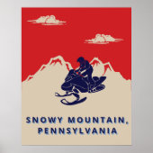 Aangepaste tekst Snowmobile Mountains Vintage Reis Poster (Voorkant)