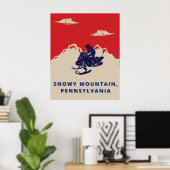 Aangepaste tekst Snowmobile Mountains Vintage Reis Poster (Thuiskantoor)