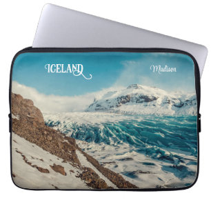 Aangepaste tekst Solheimajokull, IJsland Laptop Sleeve