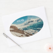 Aangepaste tekst Solheimajokull, IJsland Ovale Sticker (Envelop)