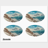 Aangepaste tekst Solheimajokull, IJsland Ovale Sticker (Vel)