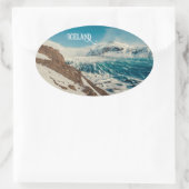 Aangepaste tekst Solheimajokull, IJsland Ovale Sticker (Tas)