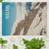 Aangepaste tekst Solheimajokull, IJsland Theedoek (Gevouwen)