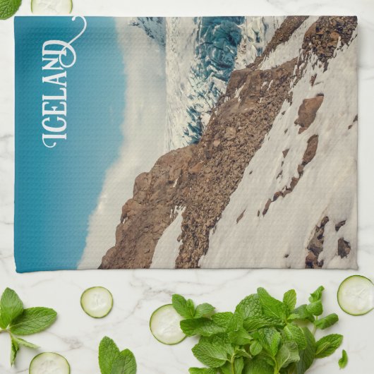 Aangepaste tekst Solheimajokull, IJsland Theedoek (Gevouwen)