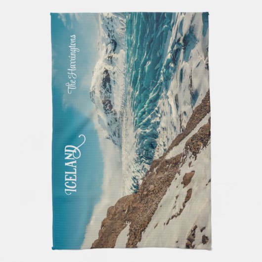 Aangepaste tekst Solheimajokull, IJsland Theedoek (Verticaal)