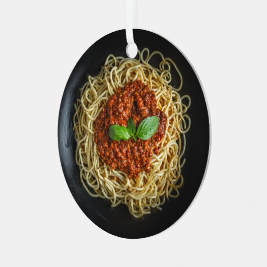 Aangepaste tekst Spaghetti Metalen Ornament (Voorkant links)