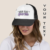Aangepaste tekst Sparkle paarse glitter effect Trucker Pet