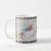 Aangepaste tekst / Sparkle Rainbow Unicorn Retro F Koffiemok (Links)