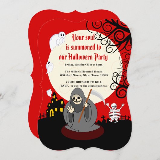 Aangepaste tekst, spooky Halloween "Grim Reaper": Kaart (Voorkant / Achterkant)