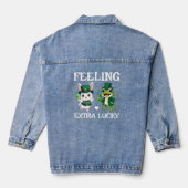 Aangepaste tekst St. Patrick's Day Kikker en Konij Denim Jacket (Achterkant)