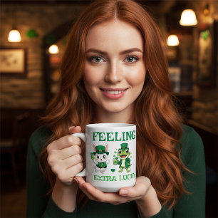 Aangepaste tekst St. Patrick's Day Kikker en Konij Koffiemok