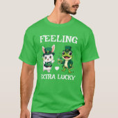 Aangepaste tekst St. Patrick's Day Kikker en Konij T-shirt (Voorkant)