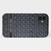 Aangepaste Tekst Staal look iPhone case (Achterkant (horizontaal))