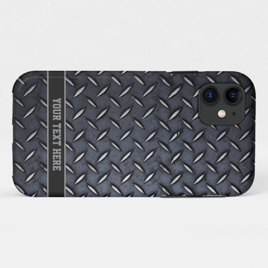 Aangepaste Tekst Staal look iPhone case (Achterkant (horizontaal))