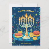 Aangepaste tekst Starlit Hanukkah Wishes Feestdagenkaart (Voorkant)