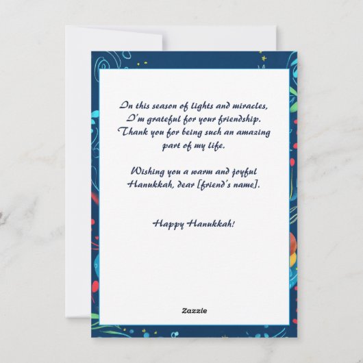 Aangepaste tekst Starlit Hanukkah Wishes Feestdagenkaart (Achterkant)