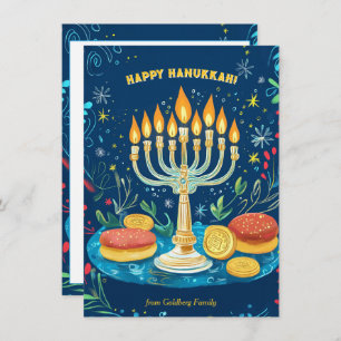 Aangepaste tekst Starlit Hanukkah Wishes Feestdagenkaart