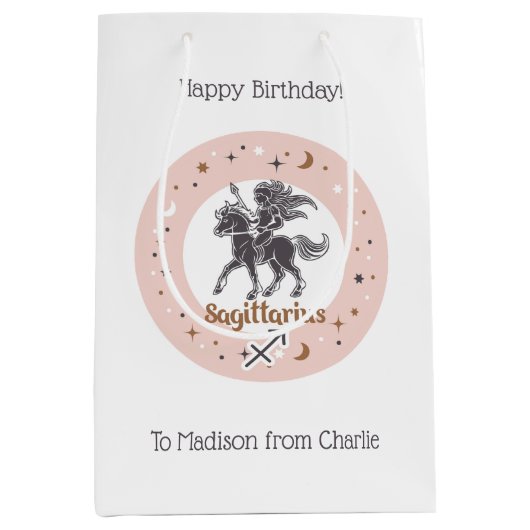 Aangepaste tekst sterrenbeeld Boogschutter Medium Cadeauzakje (Voorkant)
