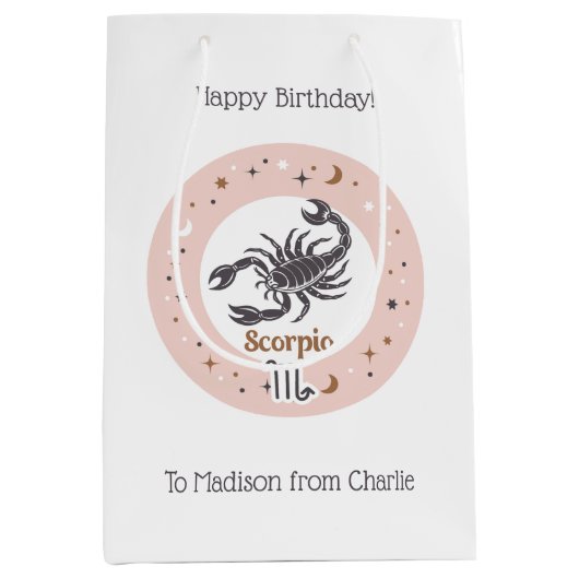 Aangepaste tekst sterrenbeeld Schorpioen Medium Cadeauzakje (Voorkant)