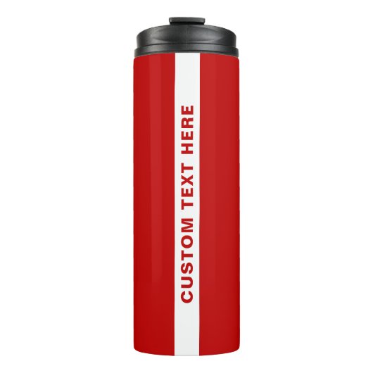 Aangepaste tekst stijlvol rood wit thermosbeker (Voorkant)