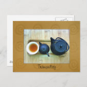 Aangepaste tekst Stilleven Theesetting Foto Briefkaart (Voorkant / Achterkant)