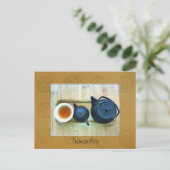 Aangepaste tekst Stilleven Theesetting Foto Briefkaart (Staand voorkant)