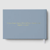 Aangepaste tekst Stofblauw Gouden Letters aan de B Gastenboek (Achterkant)