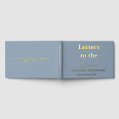 Aangepaste tekst Stofblauw Gouden Letters aan de B Gastenboek (Volledig)