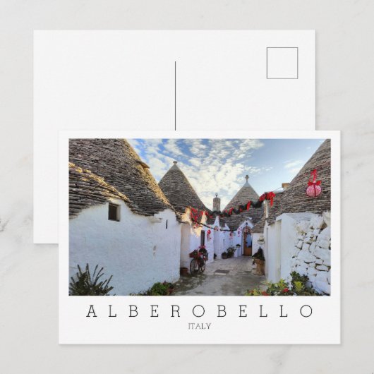 Aangepaste tekst, straat met trullis in Alberobell Briefkaart (Voorkant / Achterkant)