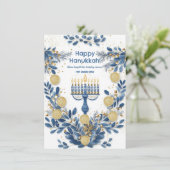 Aangepaste tekst Stralende Chanoeka Bloemen Feestdagenkaart (Staand voorkant)