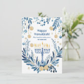 Aangepaste tekst Stralende Chanoeka Bloemen Feestdagenkaart (Staand voorkant)