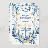 Aangepaste tekst Stralende Chanoeka Bloemen Feestdagenkaart (Voorkant / Achterkant)