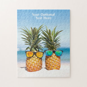 Aangepaste tekst Strand Ananas Legpuzzel
