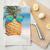 Aangepaste tekst Strand Ananas Theedoek (Quarter Fold)